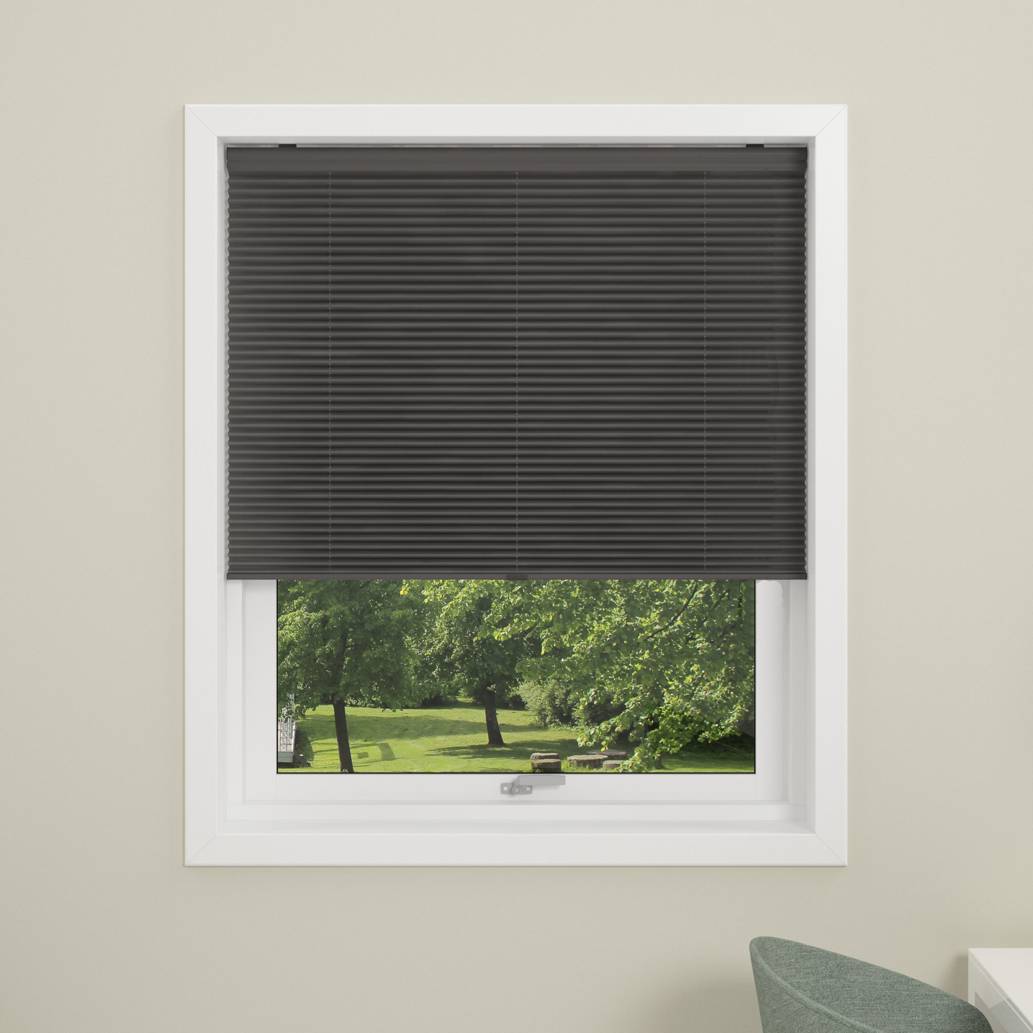 Touch plisségardin i grå