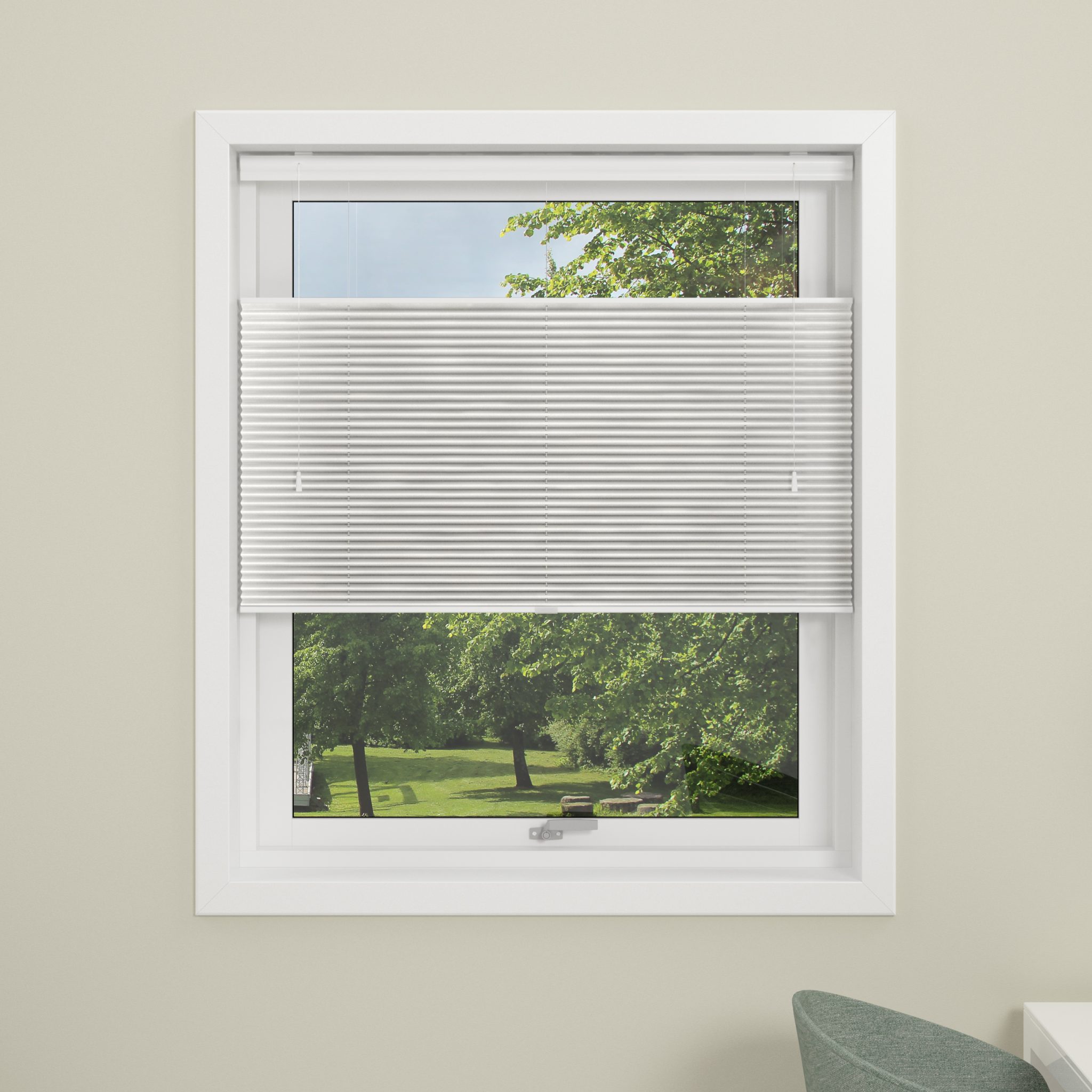 Touch Split plisségardin i hvid