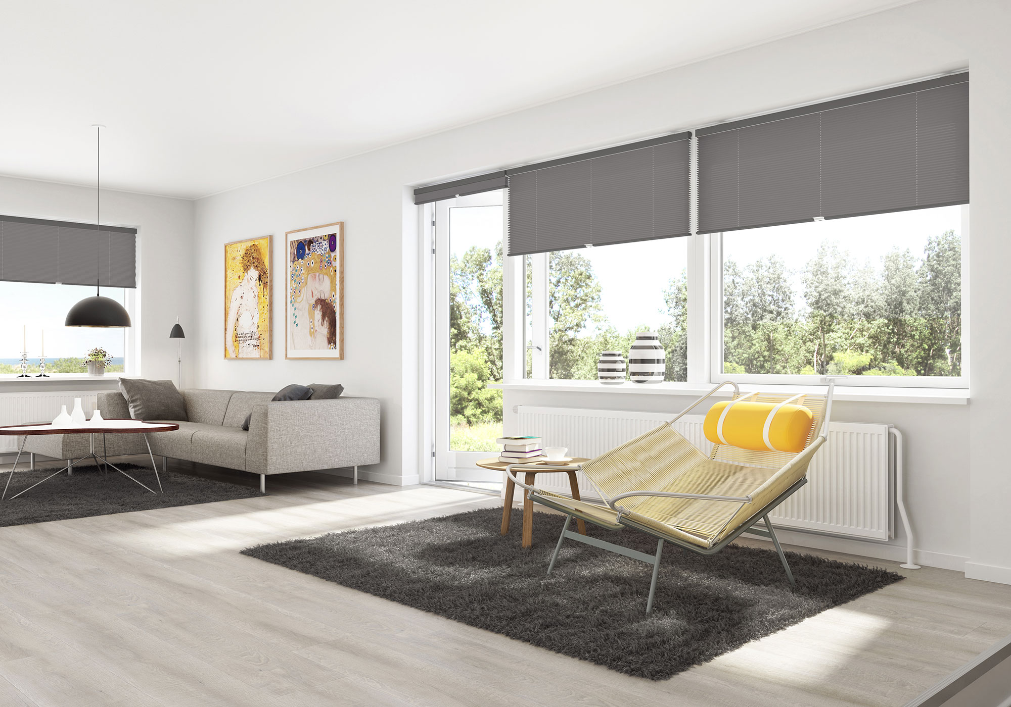 Touch plisségardin i stue