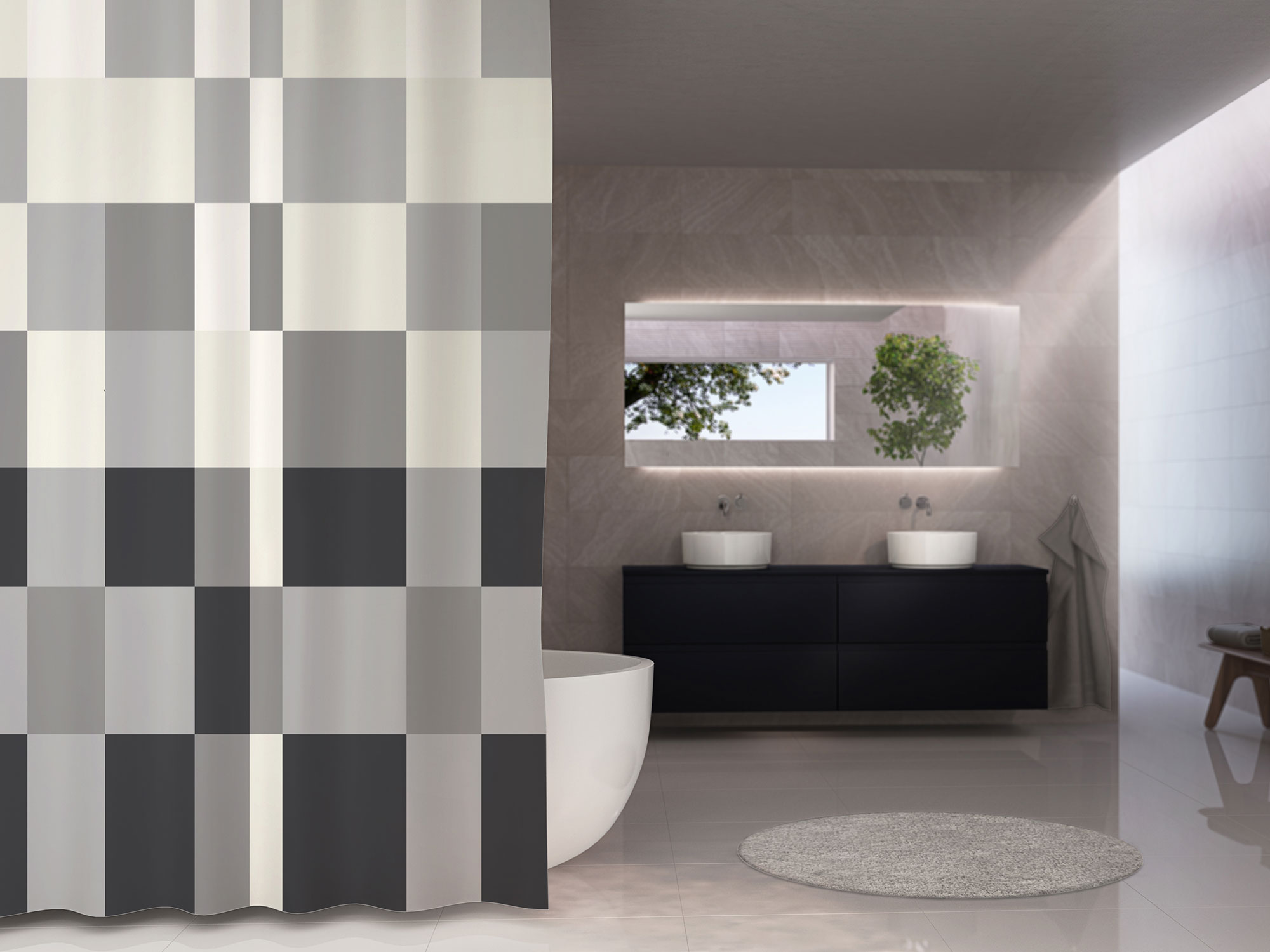 Bricks badeforhæng i grå